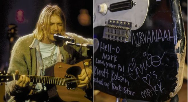 Guitarra destruída por Kurt Cobain é leiloada por quase R$ 3 milhões