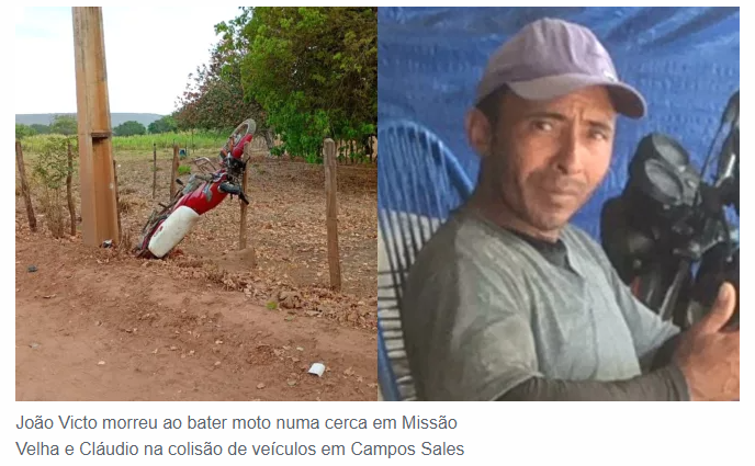 Acidentes com motos no Cariri deixaram mortos em Missão Velha, Campos Sales e Juazeiro