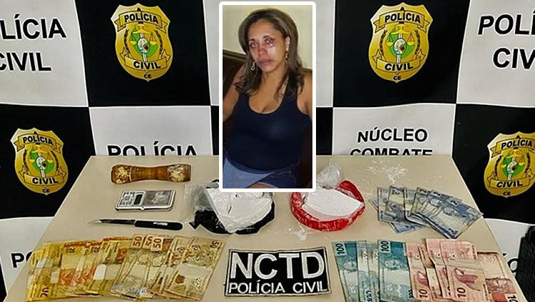 Mais uma mulher presa em Juazeiro e a Civil recolheu quase 700 gramas de cocaína