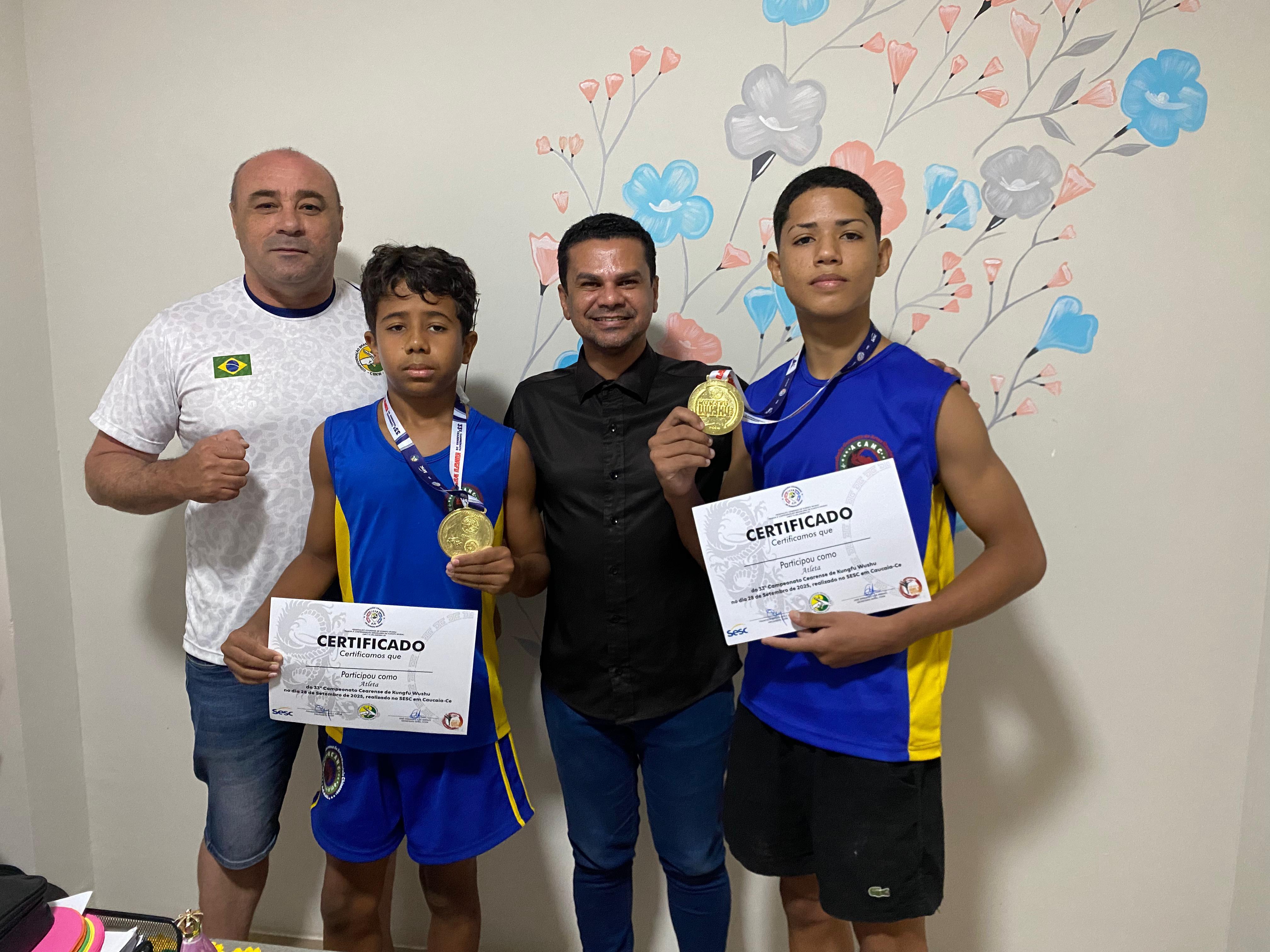 Dois atletas de Potengi conquistam medalha de ouro no Campeonato Cearense de KungFu Wushu