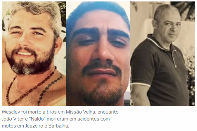 Seis mortes em acidentes no Cariri e dois homicídios neste final de semana