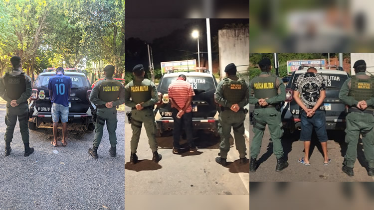 PM em Potengi prende acusado de tentar matar outro com foice, outro com drogas e mais um com moto adulterada