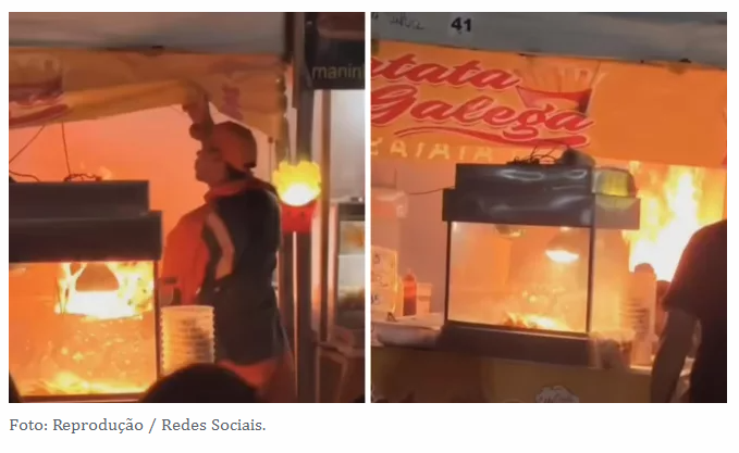 Barraca de batatas pega fogo no JuaForró; suspeita é de curto-circuito