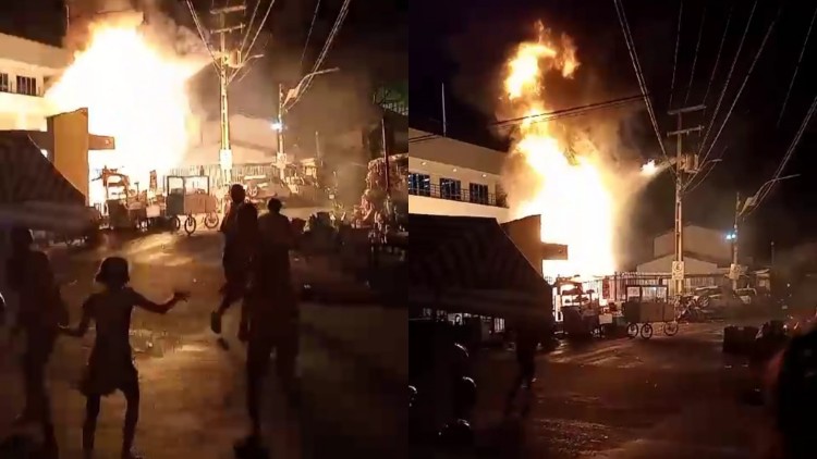 Transformador pega fogo e causa alvoroço na Rua da Matriz, em Juazeiro do Norte