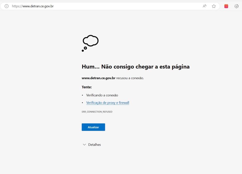 Após anúncio de início de inscrições para o programa CNH Popular, site do Detran-CE apresenta instabilidade