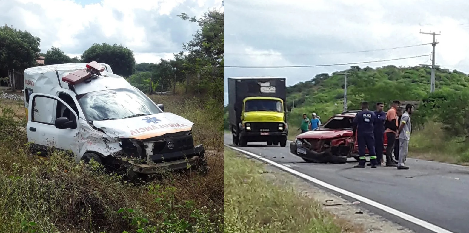 ACIDENTE COM AMBULÂNCIA QUE LEVAVA DOIS PACIENTES DEIXA FERIDOS EM QUITERIANÓPOLIS, NO CEARÁ