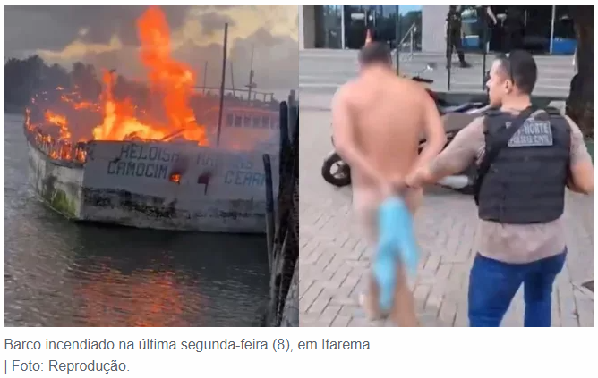 PCCE prende quatro suspeitos por incêndio de barco avaliado em R$1,8 milhão em Itarema