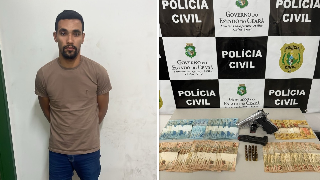 Vendedor preso pela Polícia Civil em Crato com pistola e muito dinheiro já matou um