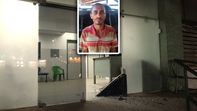 Homem quebrou a porta de vidro da Delegacia de Juazeiro com os peitos e foi preso