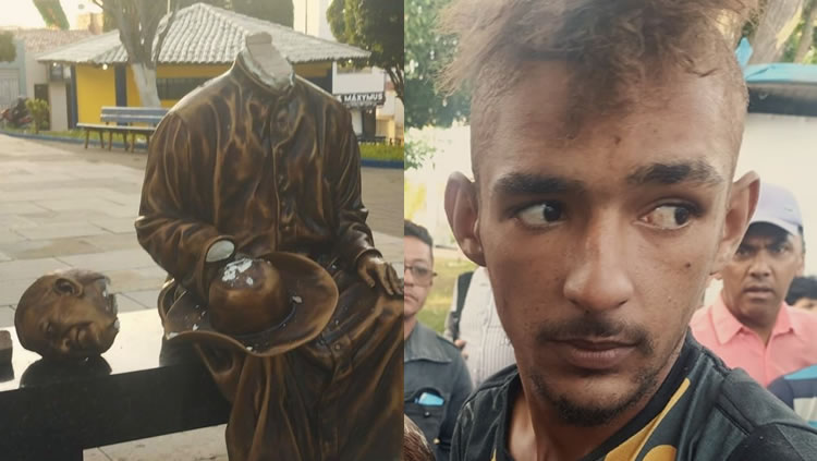 Estátua de Padre Cícero em Caririaçu novamente destruída ao ser "decapitada" com acusado preso