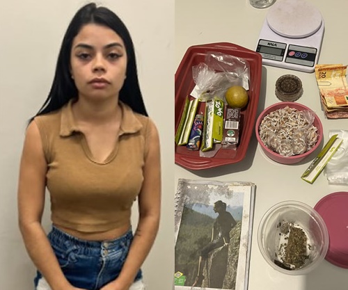 Garota presa em Nova Olinda com bastante drogas num flagrante da Polícia Civil